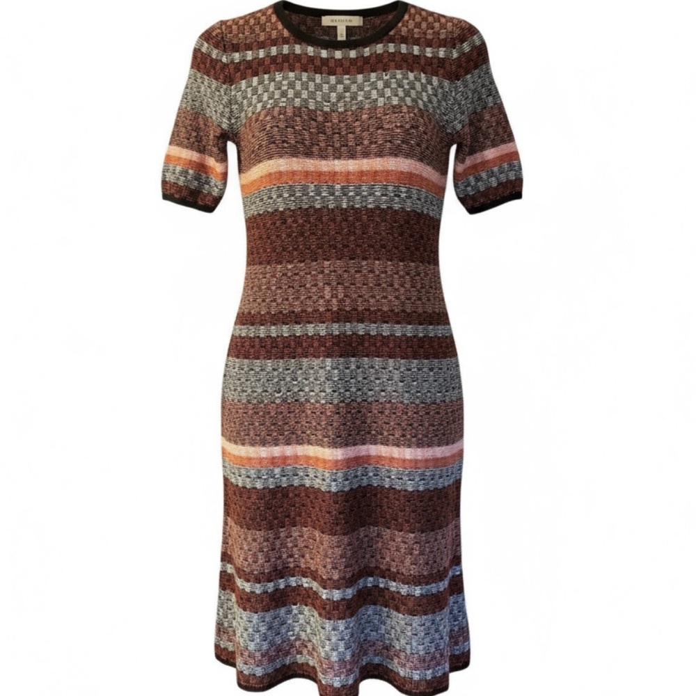 Ann Taylor Midi Lightweight Woven Knit Short Sleeve Multi Color Shift Dress XS-S